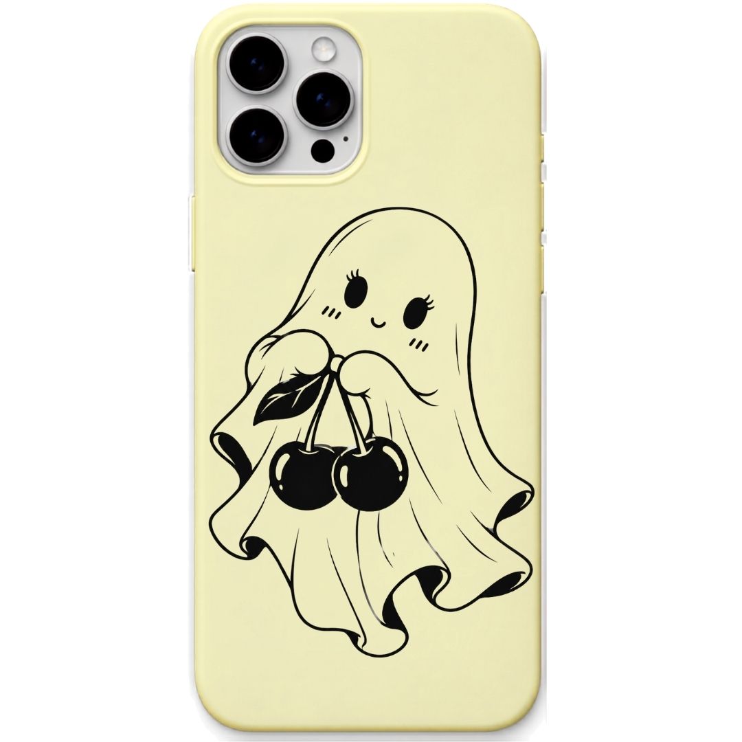 Cherry Ghostie liquid silicone phone cover in Lemon Yellow