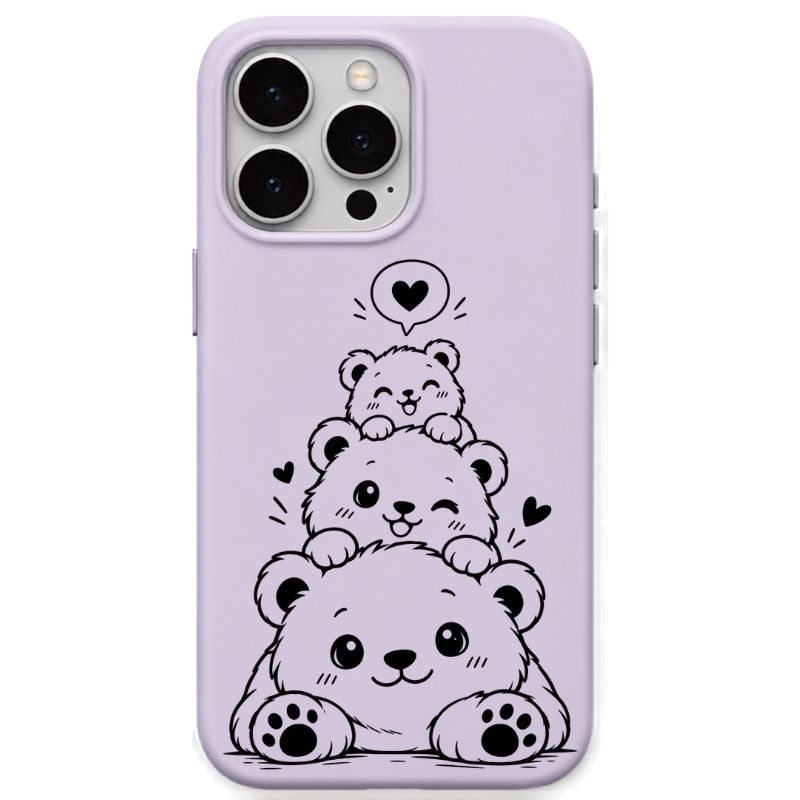 Cute Panda Stack liquid silicone phone cover in Lavender