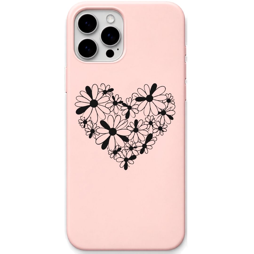 Daisy Heart liquid silicone phone cover in Blush Pink
