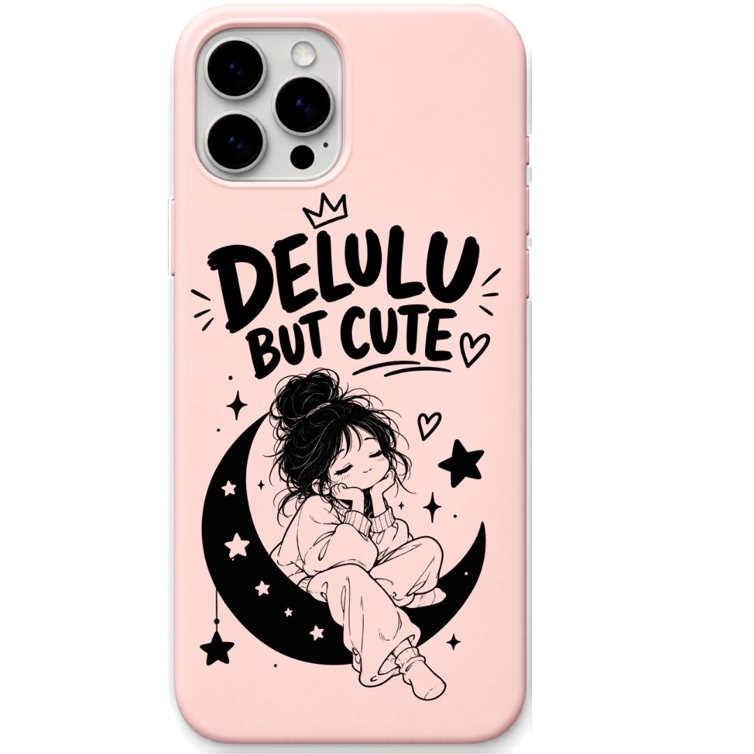 Delulu But Cute liquid silicone phone cover in Blush Pink