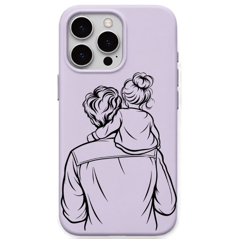 Father and Daughter liquid silicone phone cover in Lavender