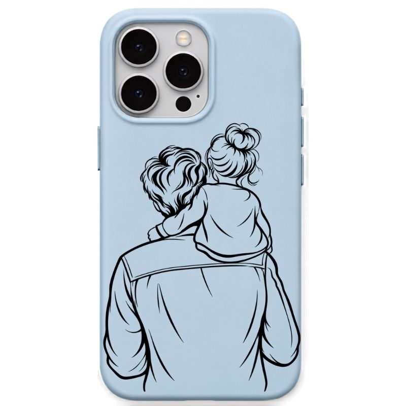 Father and Daughter liquid silicone phone cover in Sky Blue
