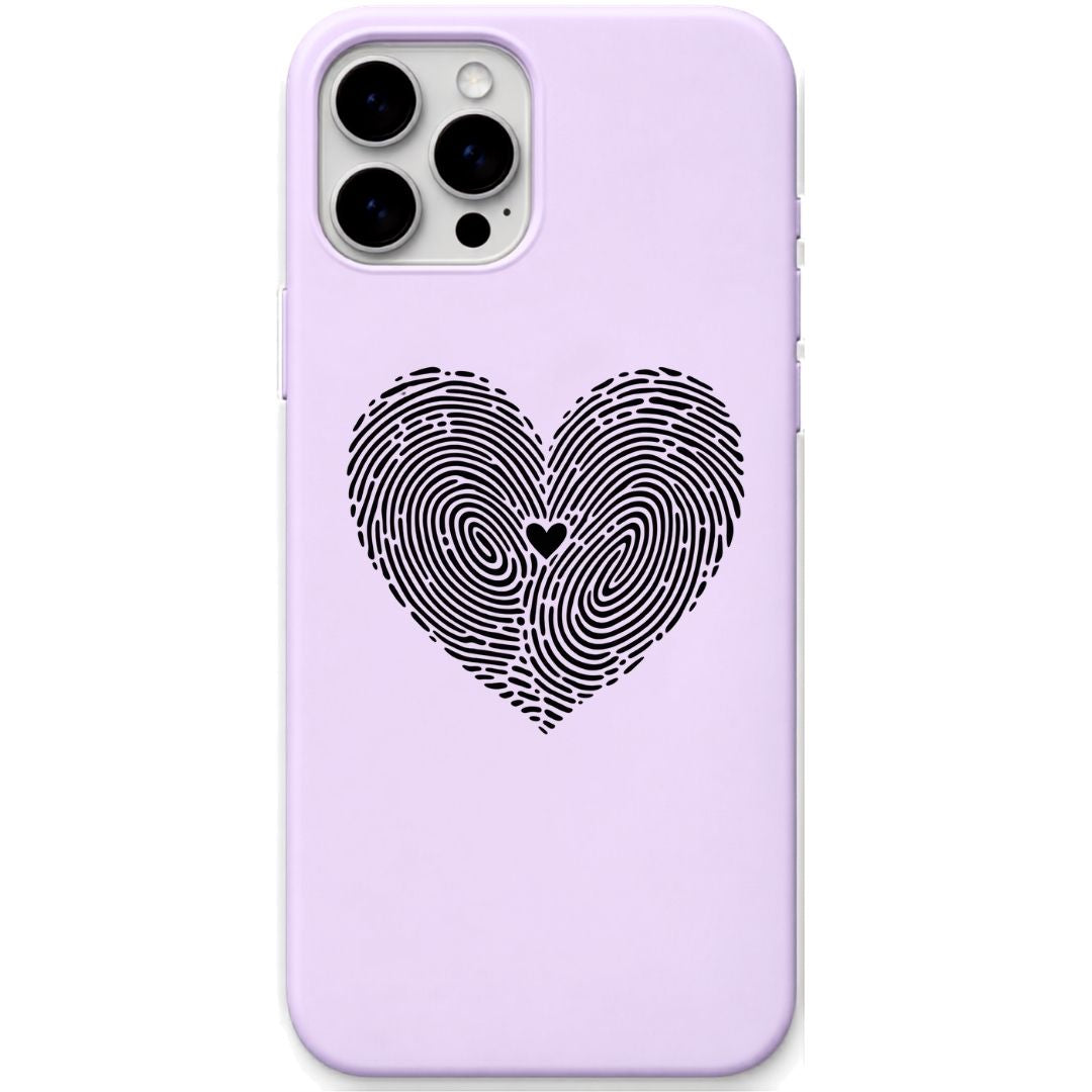Fingerprint Heart liquid silicone phone cover in Lavender
