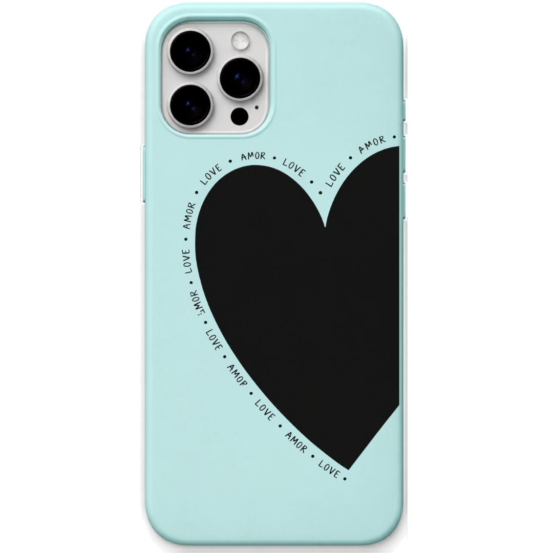 Giant Heart Frame liquid silicone phone cover in Mint Green