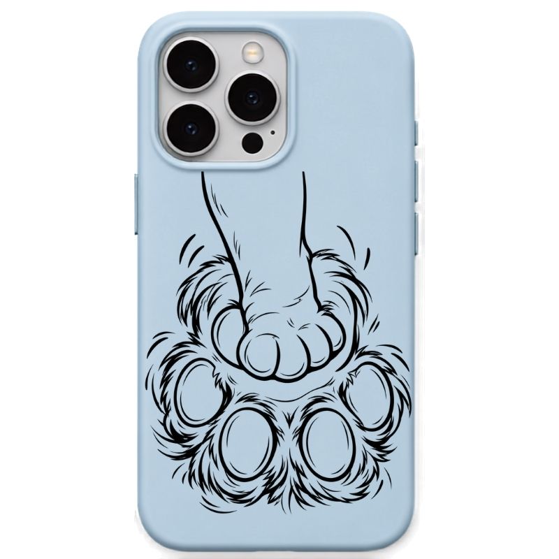 Lion Paw Line Art liquid silicone phone cover in Sky Blue