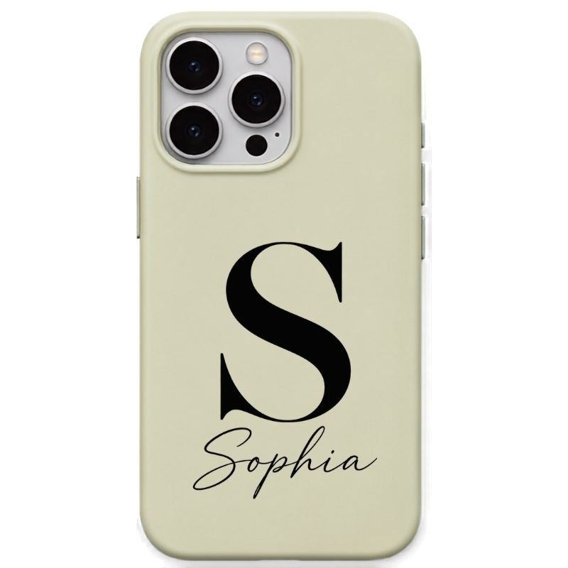 Classic Serif Name Monogram personalised phone cover in Lemon Yellow
