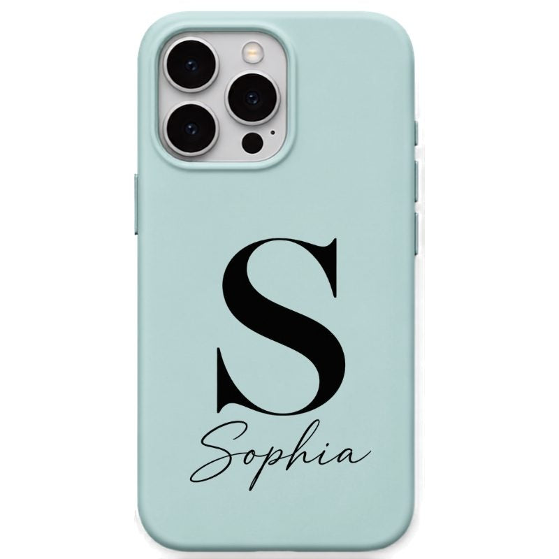 Classic Serif Name Monogram personalised phone cover in Mint Green