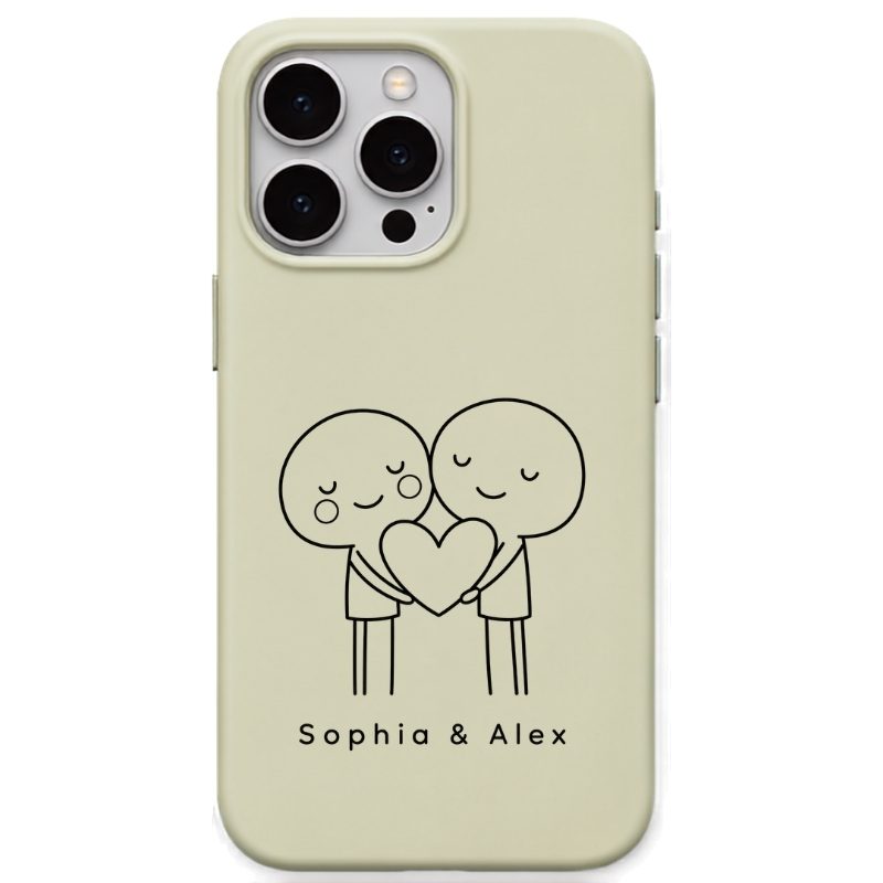 Cute Couple Names personalised phone cover in Lemon Yellow