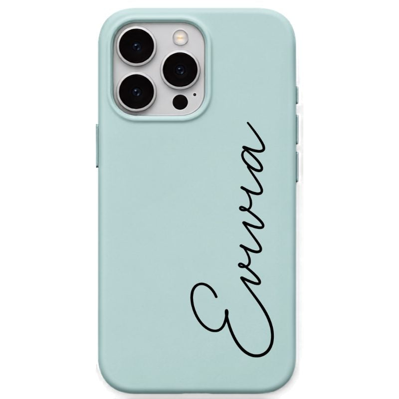Elegant Script Name personalised phone cover in Mint Green