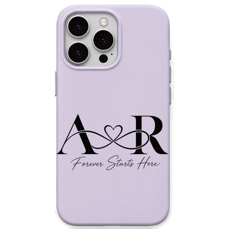 Linked Hearts Couple Monogram personalised phone cover in Lavender