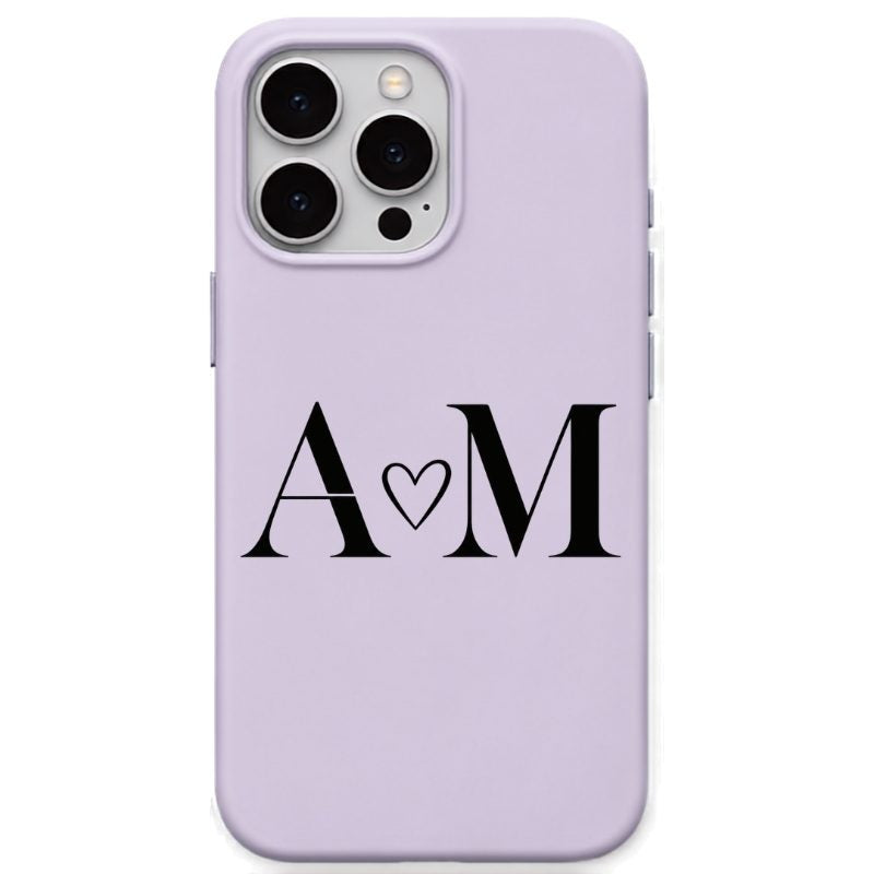 Minimal Heart Couple Initials personalised phone cover in Lavender