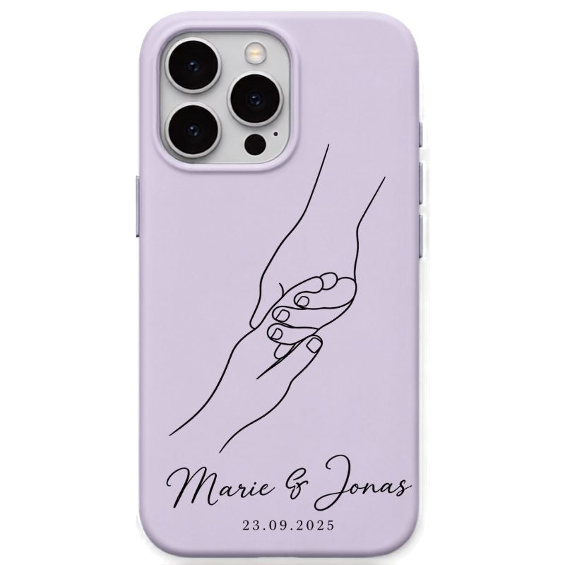 Pinky Promise Names & Date personalised phone cover in Lavender