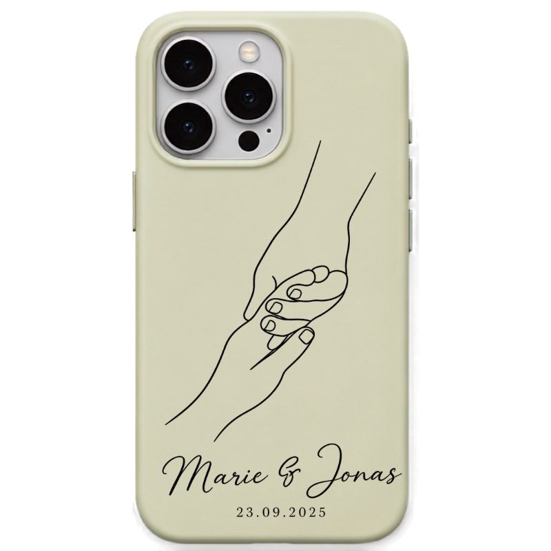Pinky Promise Names & Date personalised phone cover in Lemon Yellow