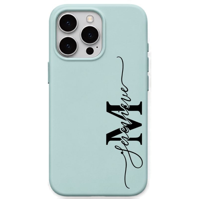 Vertical Signature Monogram personalised phone cover in Mint Green