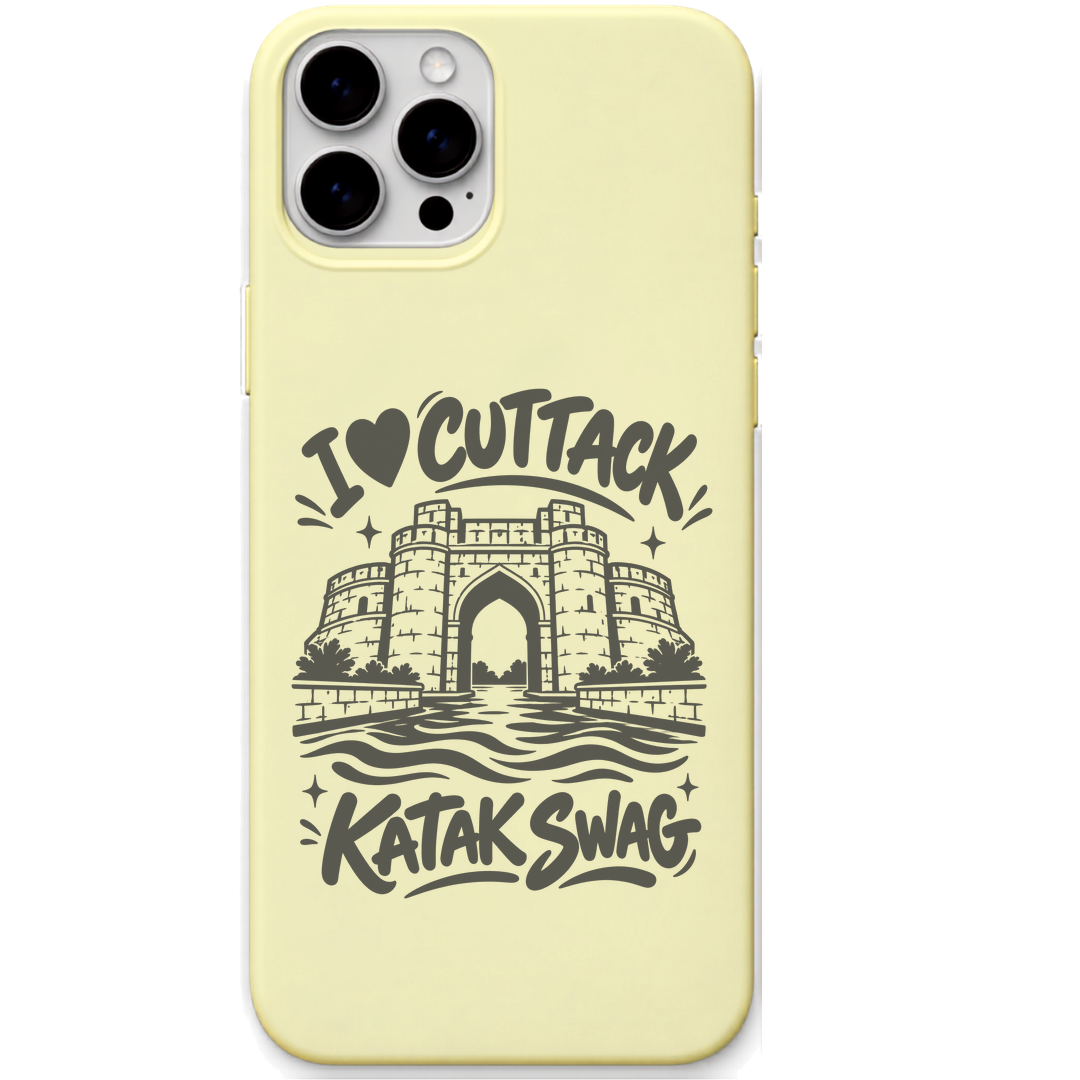 I Love Cuttack Katak Swag engraved pastel silicone phone cover in Lemon Yellow