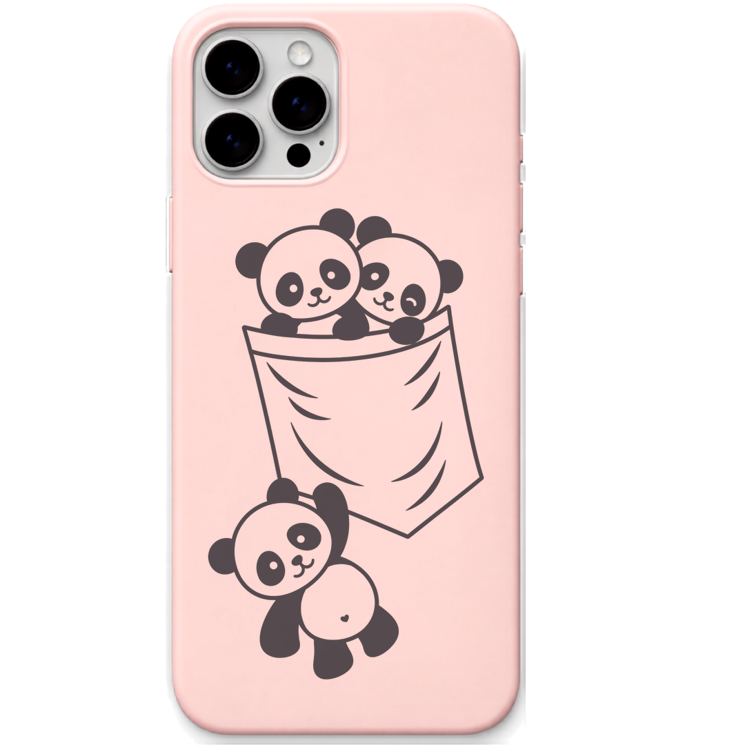 Pocket Besties Pandas pandas pocket illustration engraved pastel silicone phone cover in Blush Pink