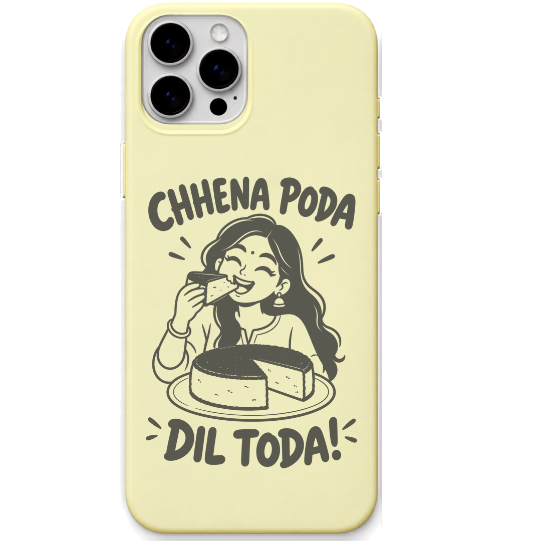 Chhena Poda Dil Toda engraved pastel silicone phone cover in Lemon Yellow