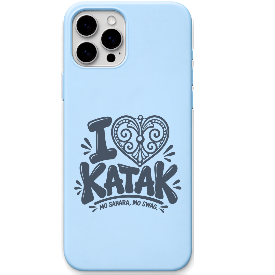 I Love Katak Filigree Heart engraved pastel silicone phone cover in Sky Blue