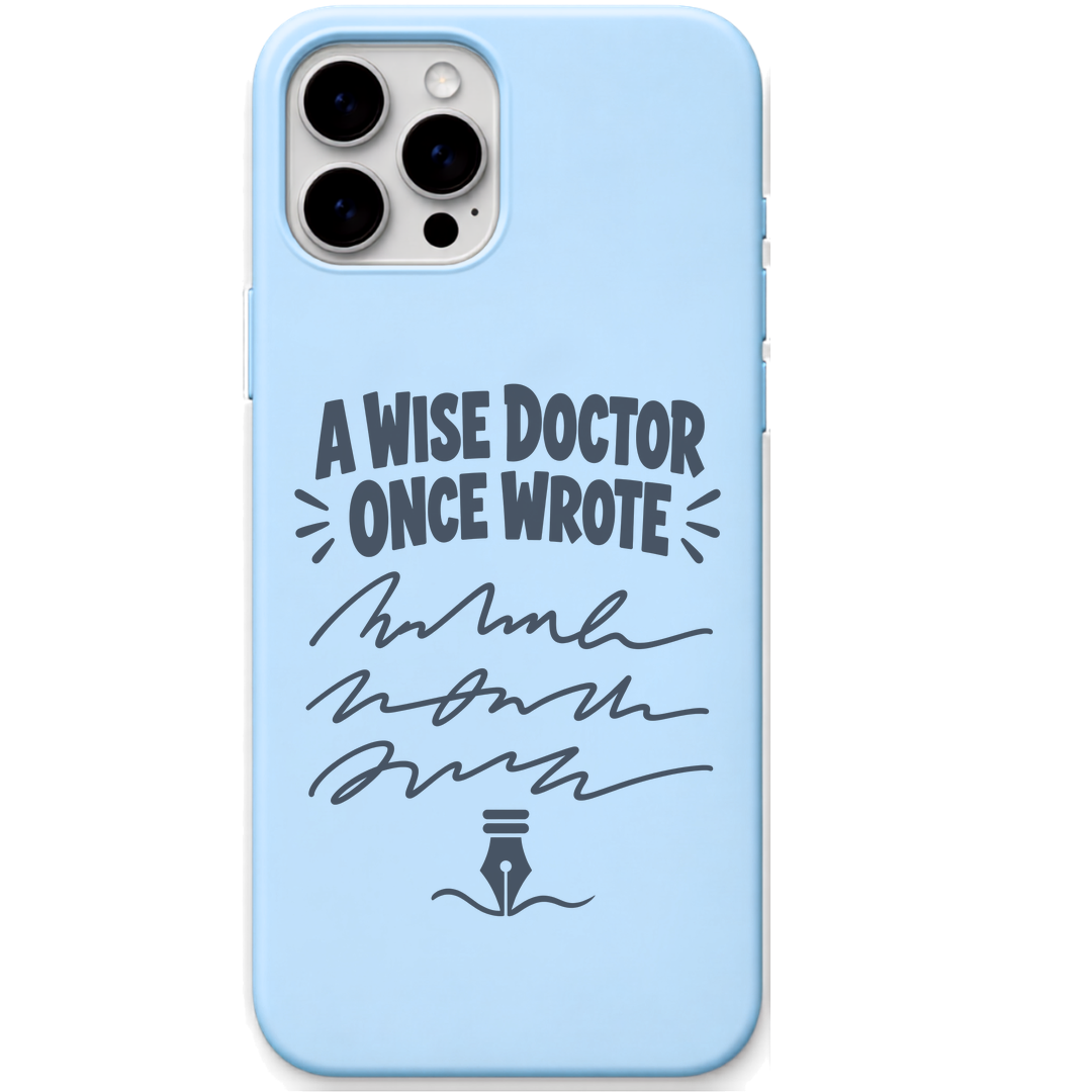 Legendary Doctor Handwriting engraved silicone phone cover in Sky Blue