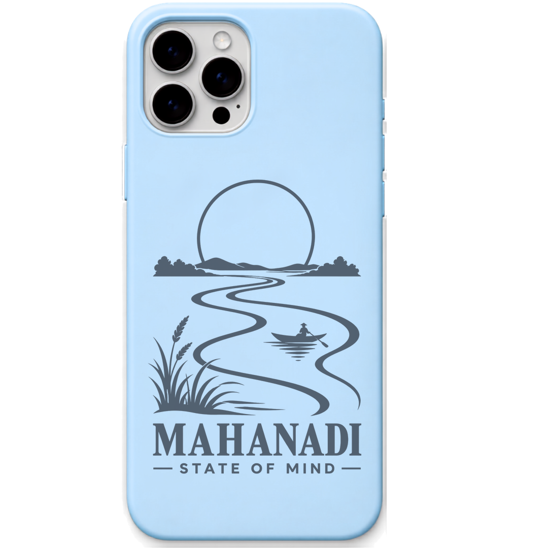 Mahanadi State of Mind engraved pastel silicone phone cover in Sky Blue