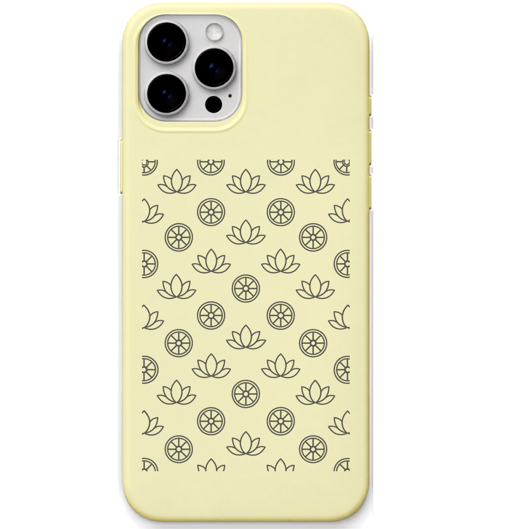 Lotus Chakra Quiet engraved pastel silicone phone cover in Lemon Yellow