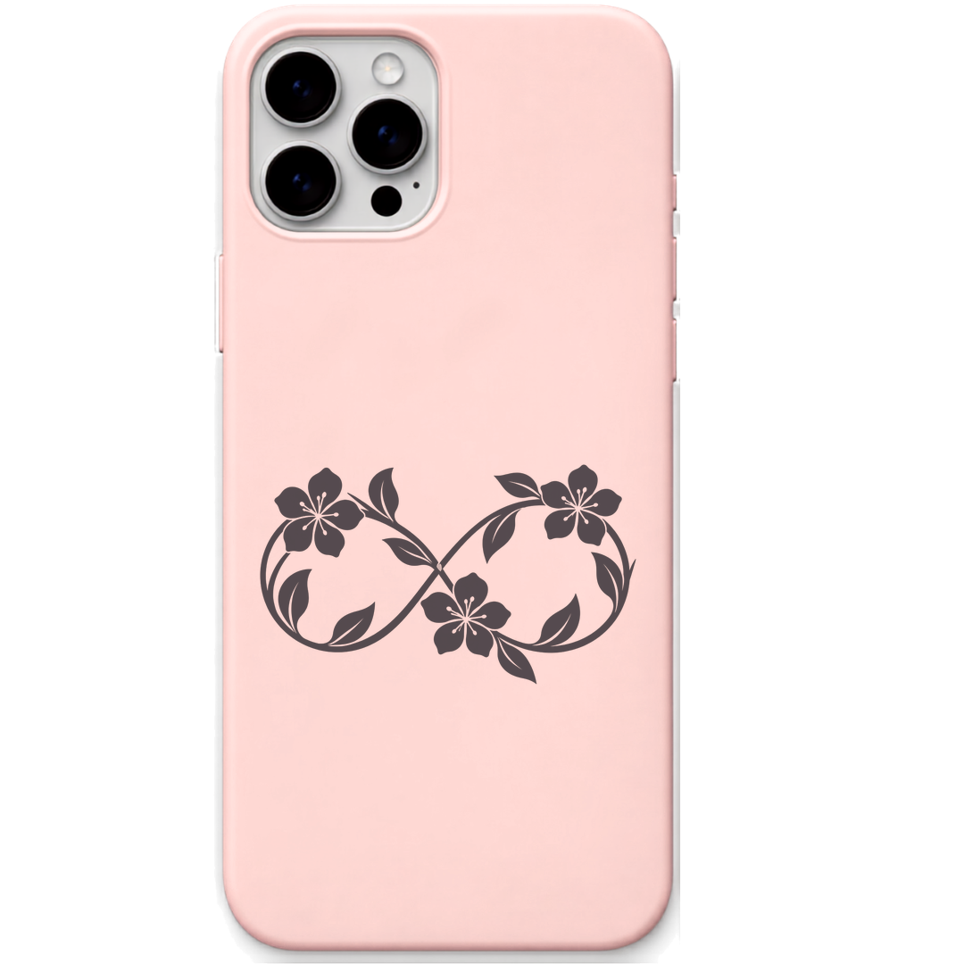 Bloom Beyond Limits floral infinity engraved pastel silicone phone cover in Blush Pink