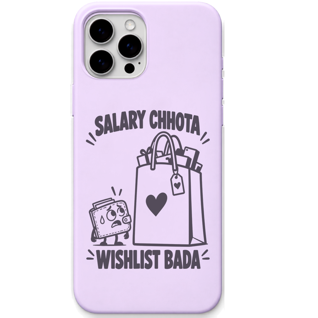Salary Chhota Wishlist Bada engraved pastel silicone phone cover in Lavender