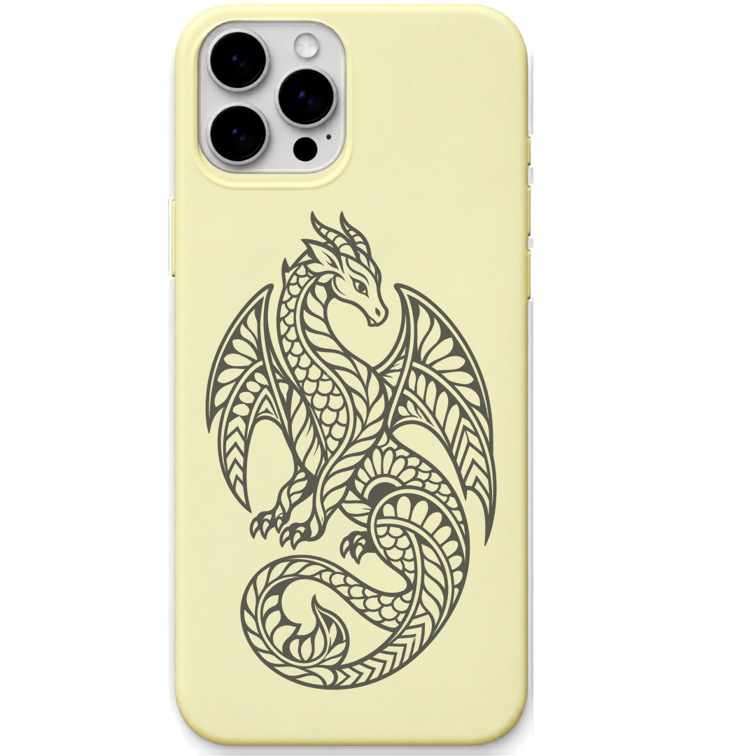 Dreamguard Dragon ornamental dragon engraved pastel silicone phone cover in Lemon Yellow