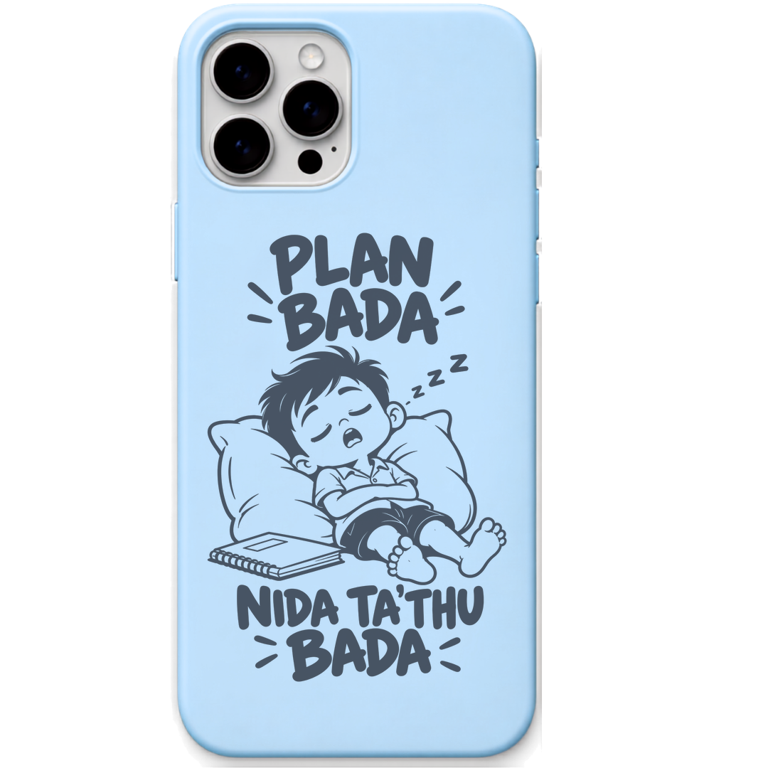 Plan Bada Nida Tathu Bada engraved pastel silicone phone cover in Sky Blue