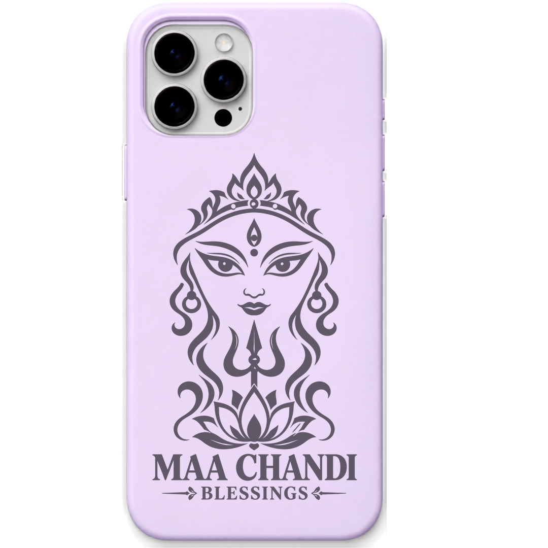Maa Chandi Blessings engraved pastel silicone phone cover in Lavender
