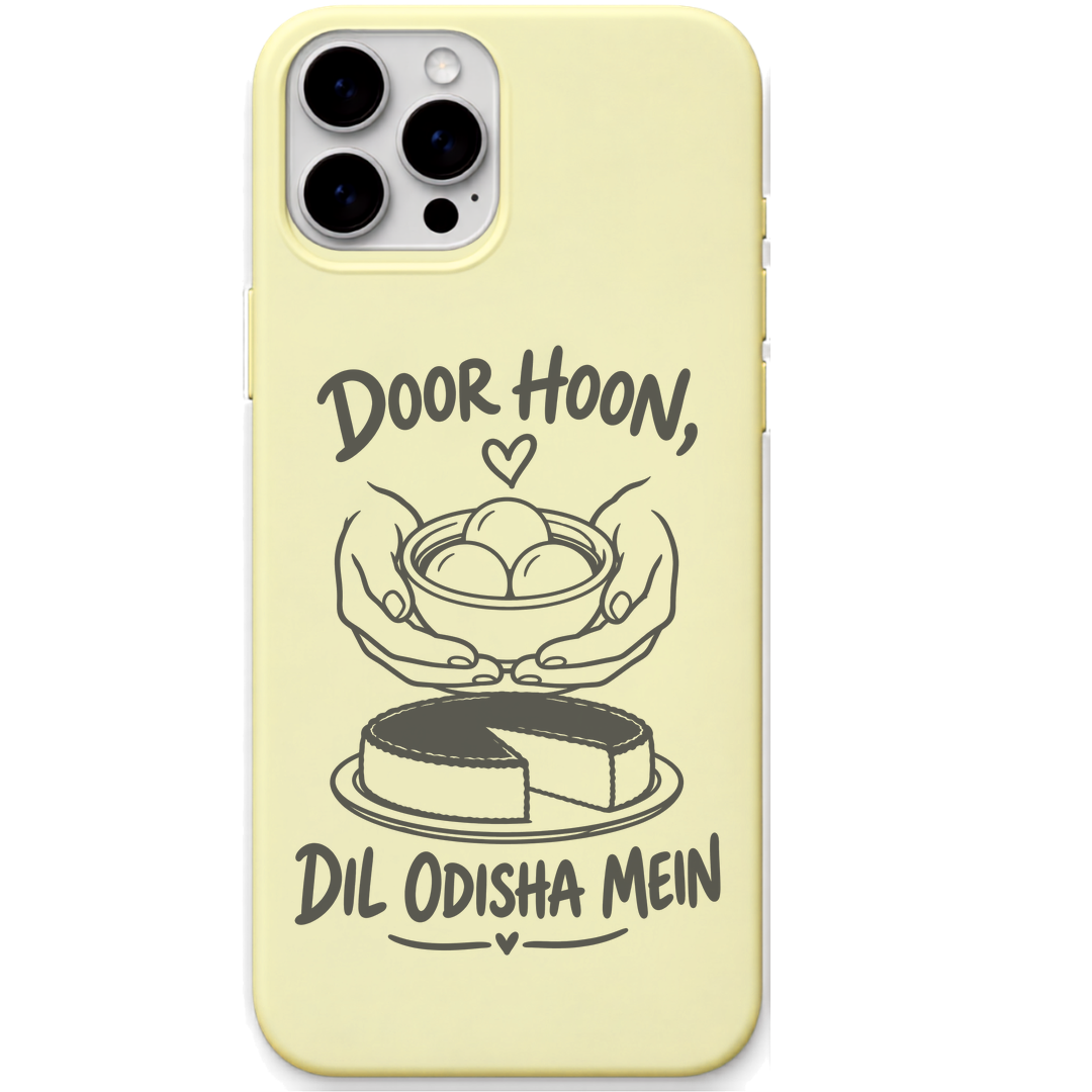 Taste of Home Odisha Sweets engraved pastel silicone phone cover in Lemon Yellow