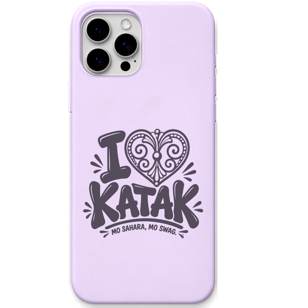 I Love Katak Filigree Heart engraved pastel silicone phone cover in Lavender