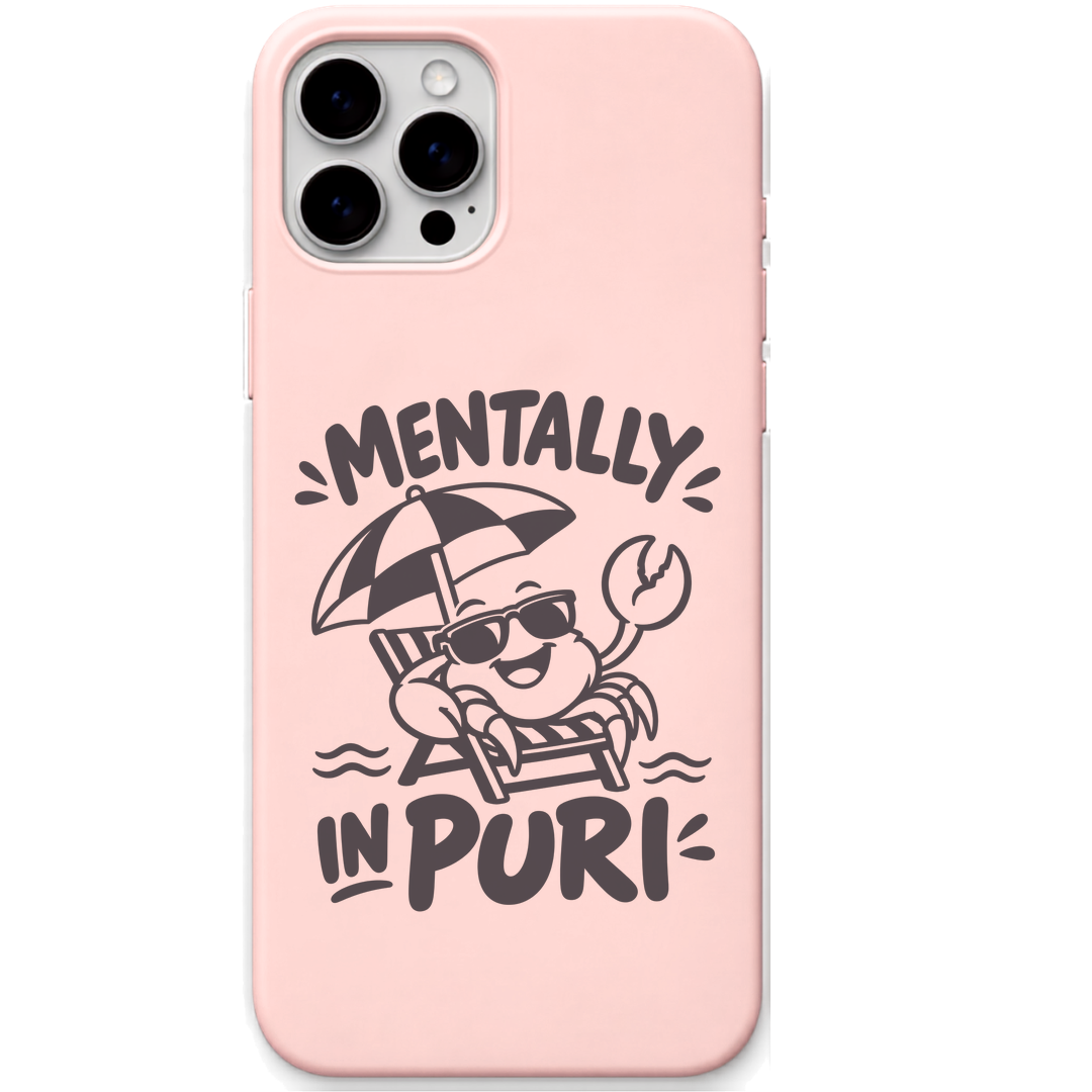 Mentally in Puri Crab Escape engraved pastel silicone phone cover in Blush Pink