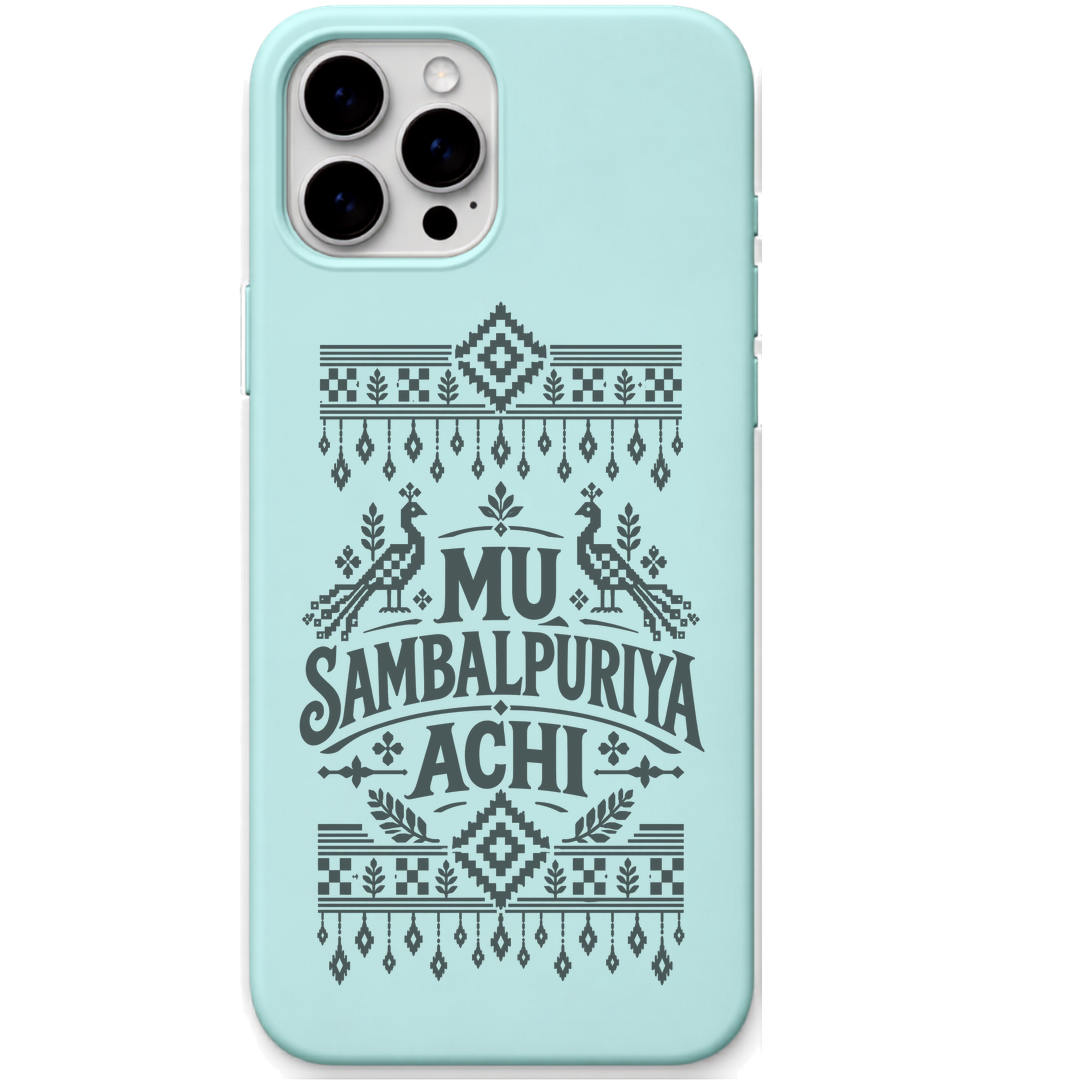 Mu Sambalpuriya Achi engraved pastel silicone phone cover in Mint Green