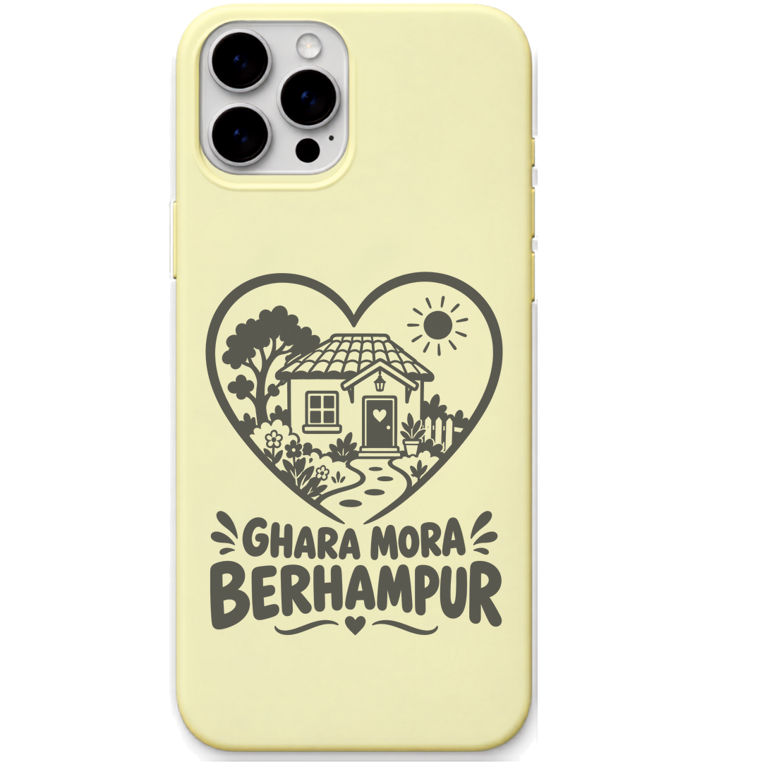 Ghara Mora Berhampur engraved pastel silicone phone cover in Lemon Yellow