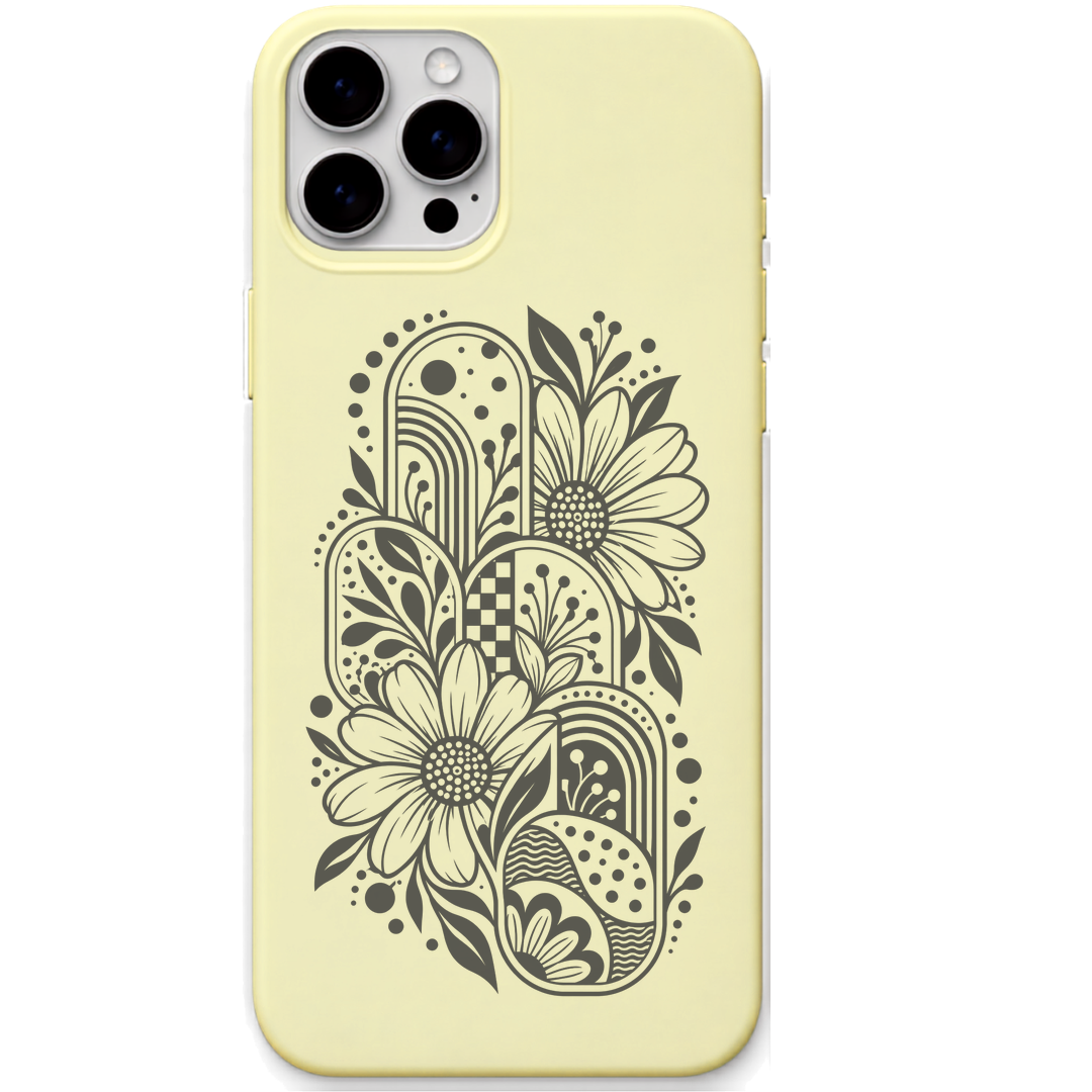 Bloom Mosaic floral paisley mosaic engraved pastel silicone phone cover in Lemon Yellow