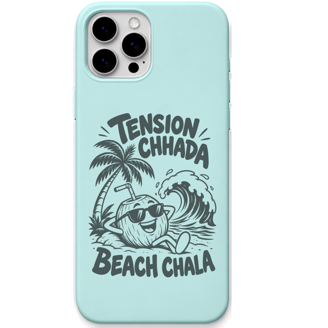 Tension Chhada Beach Chala engraved pastel silicone phone cover in Mint Green