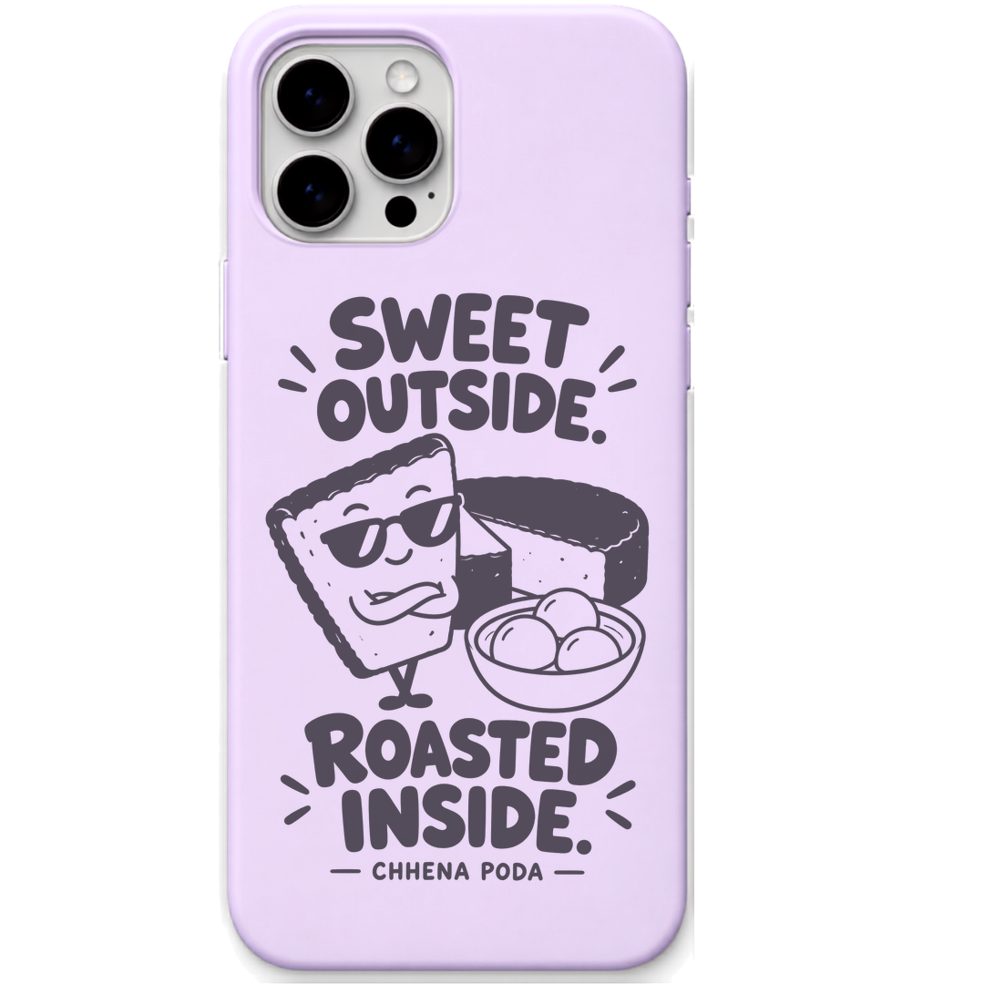 Chhena Poda Sweet Outside Roasted Inside engraved pastel silicone phone cover in Lavender