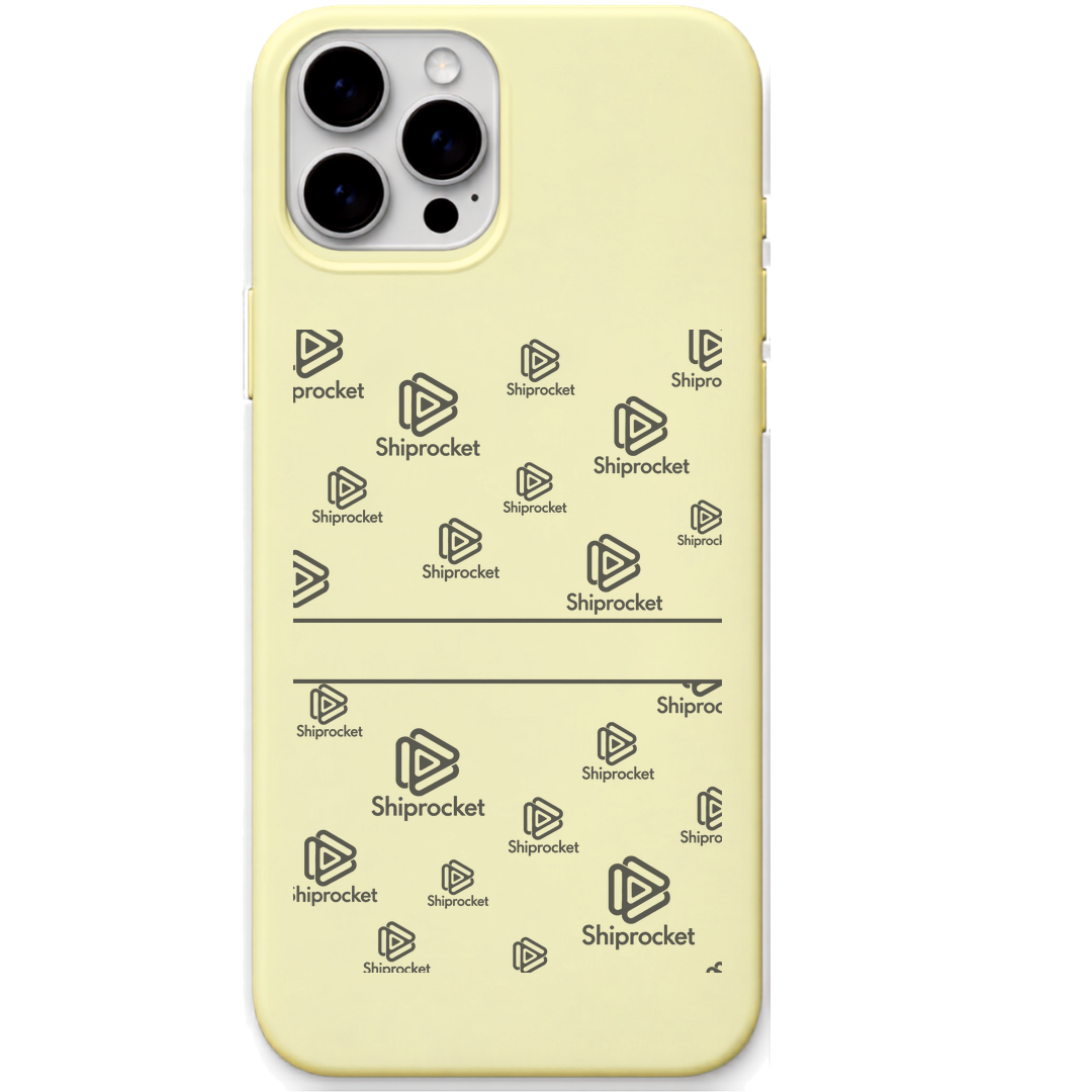 Shiprocket Logo Pattern + Name engraved phone cover in Lemon Yellow