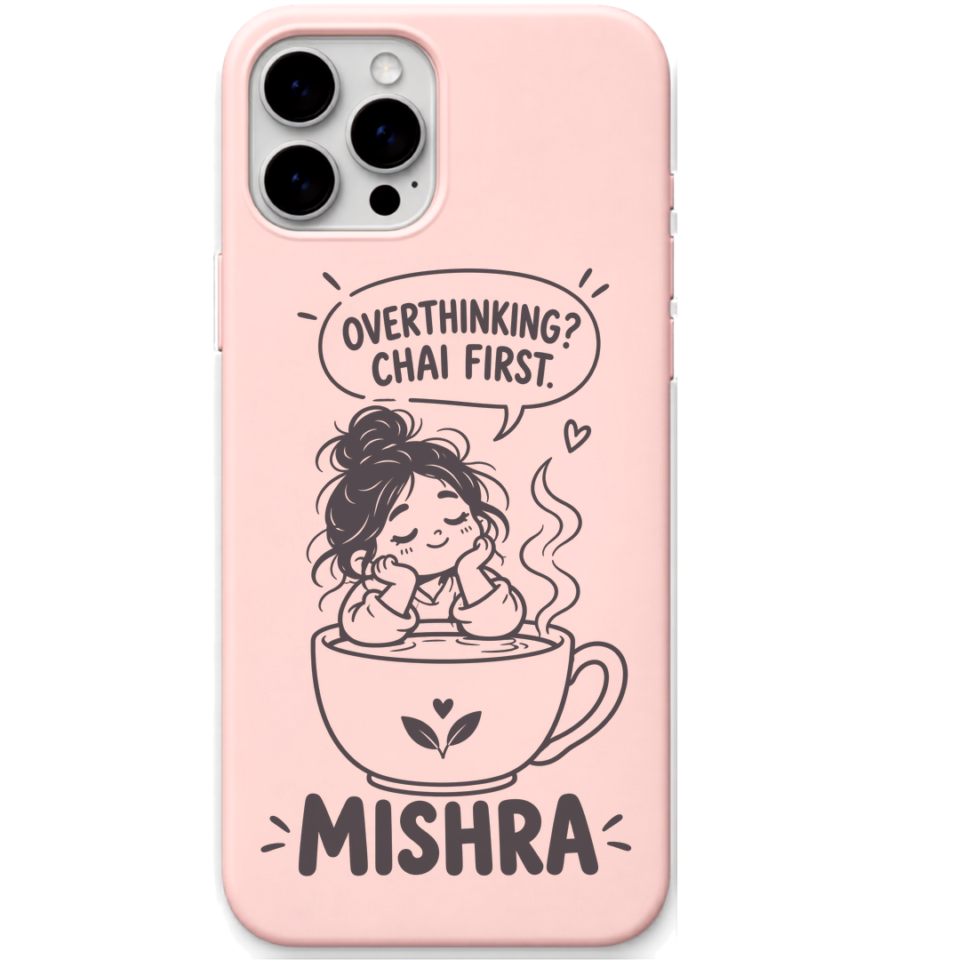 Mishra Chai First engraved pastel silicone phone cover in Blush Pink