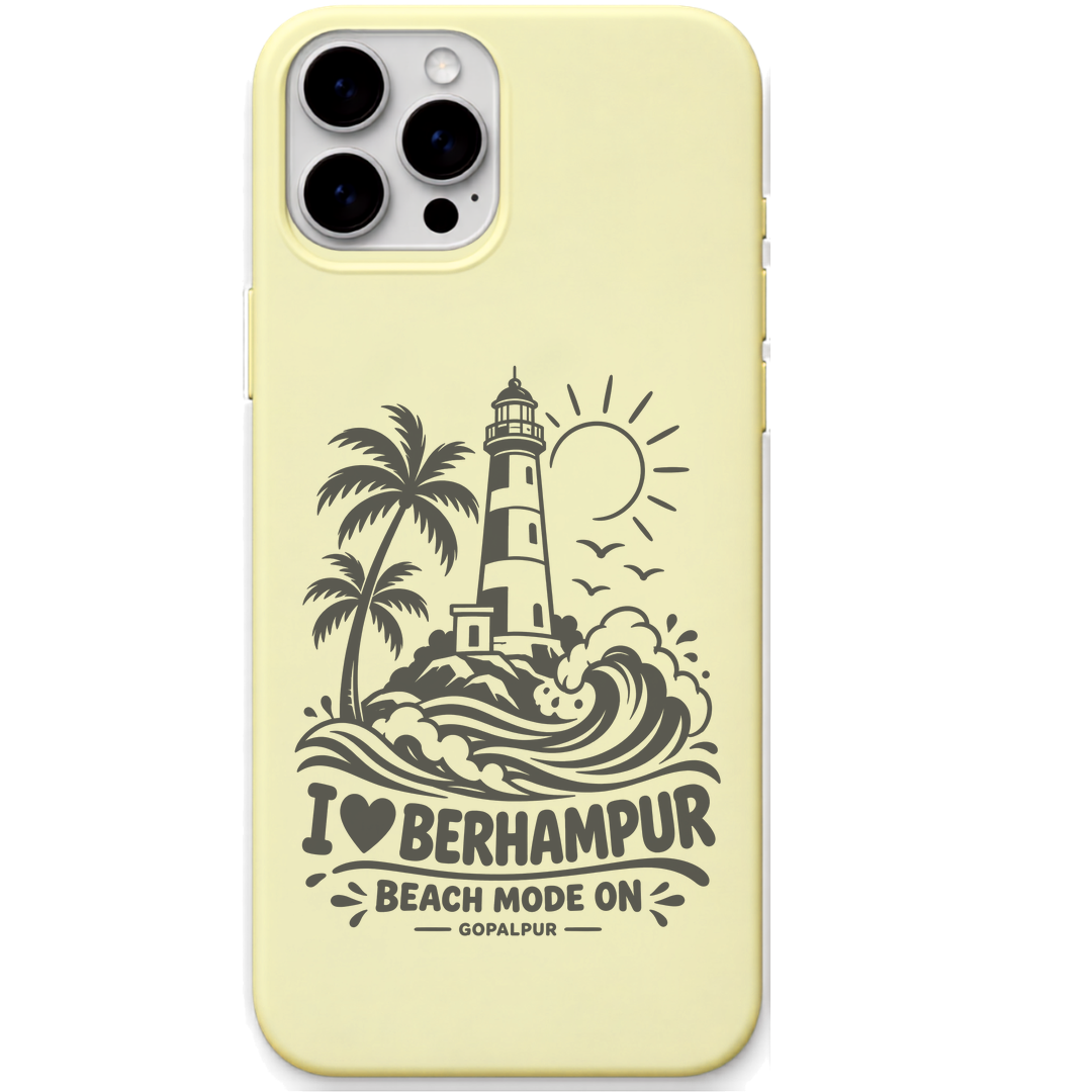 Berhampur Beach Mode On engraved pastel silicone phone cover in Lemon Yellow