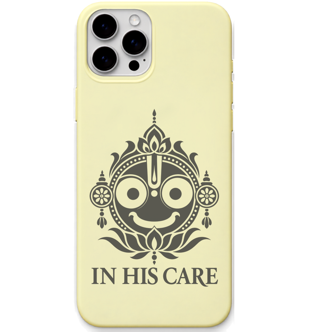 Jagannath In His Care engraved pastel silicone phone cover in Lemon Yellow