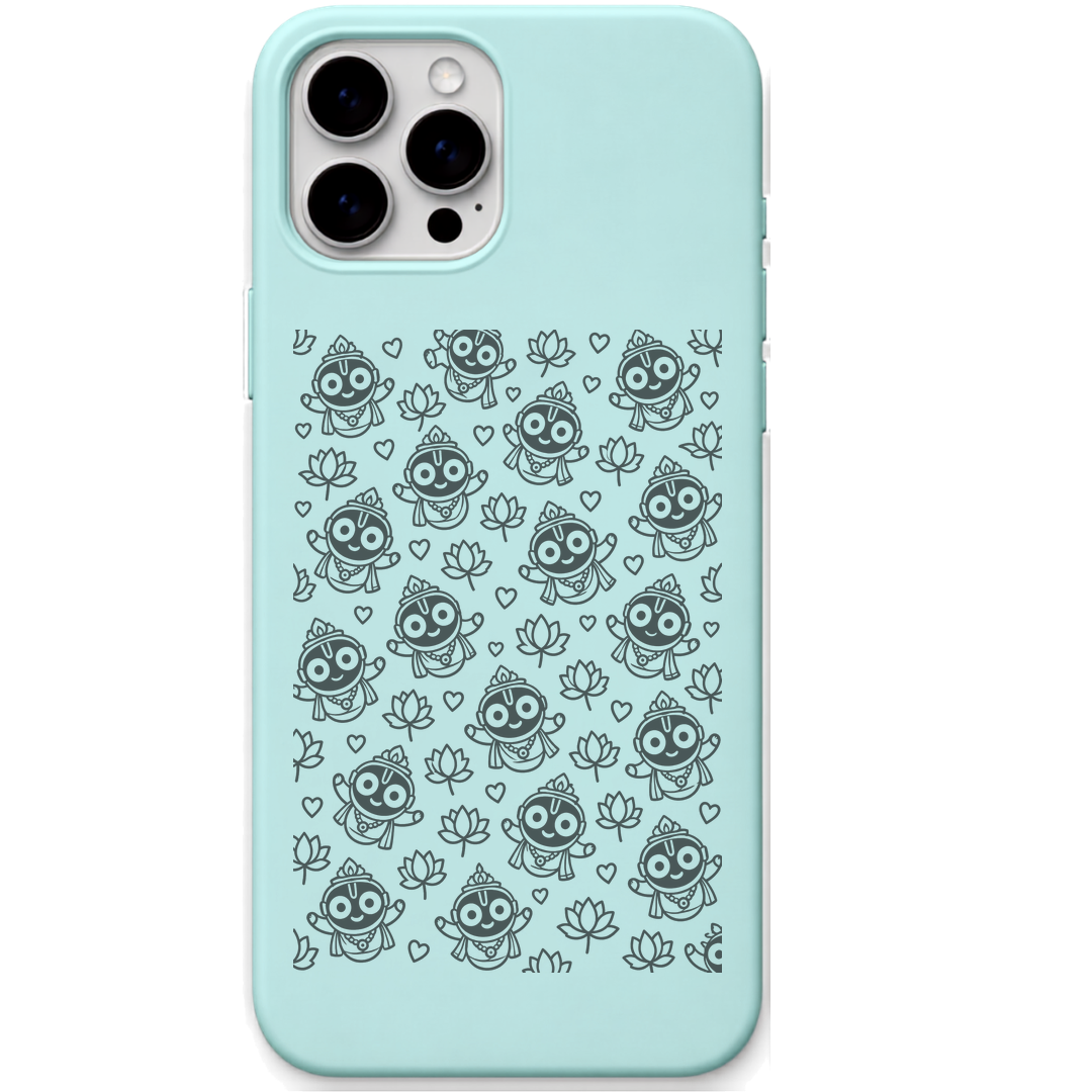 Little Jagannath Joy engraved pastel silicone phone cover in Mint Green
