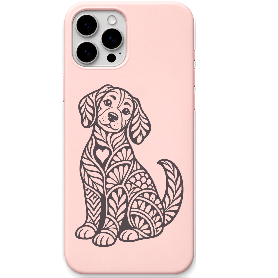 Loyal Heart Dog ornamental dog engraved pastel silicone phone cover in Blush Pink