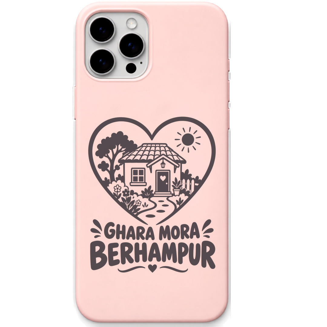 Ghara Mora Berhampur engraved pastel silicone phone cover in Blush Pink
