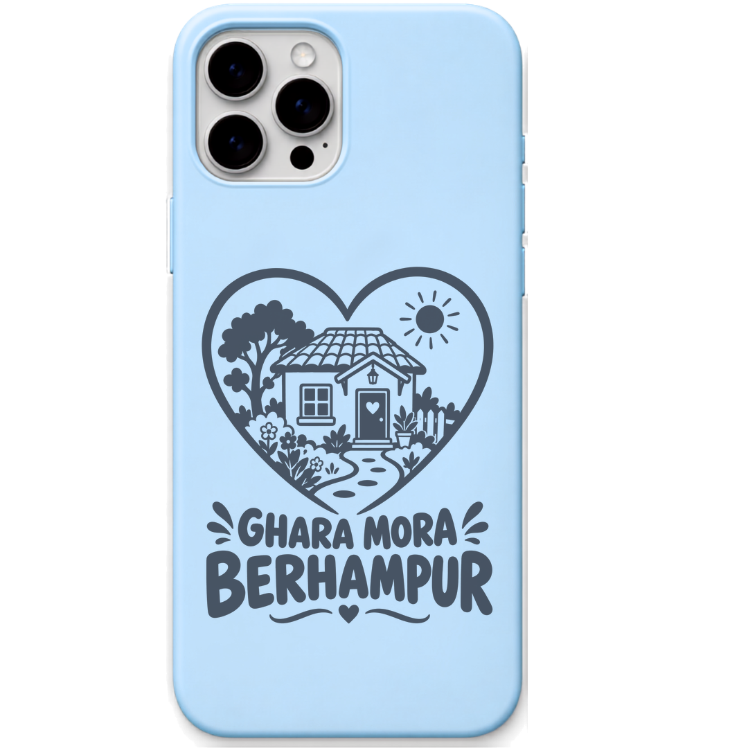 Ghara Mora Berhampur engraved pastel silicone phone cover in Sky Blue