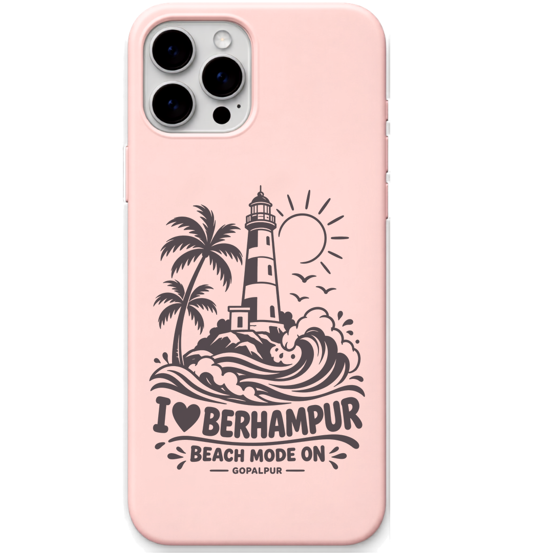 Berhampur Beach Mode On engraved pastel silicone phone cover in Blush Pink