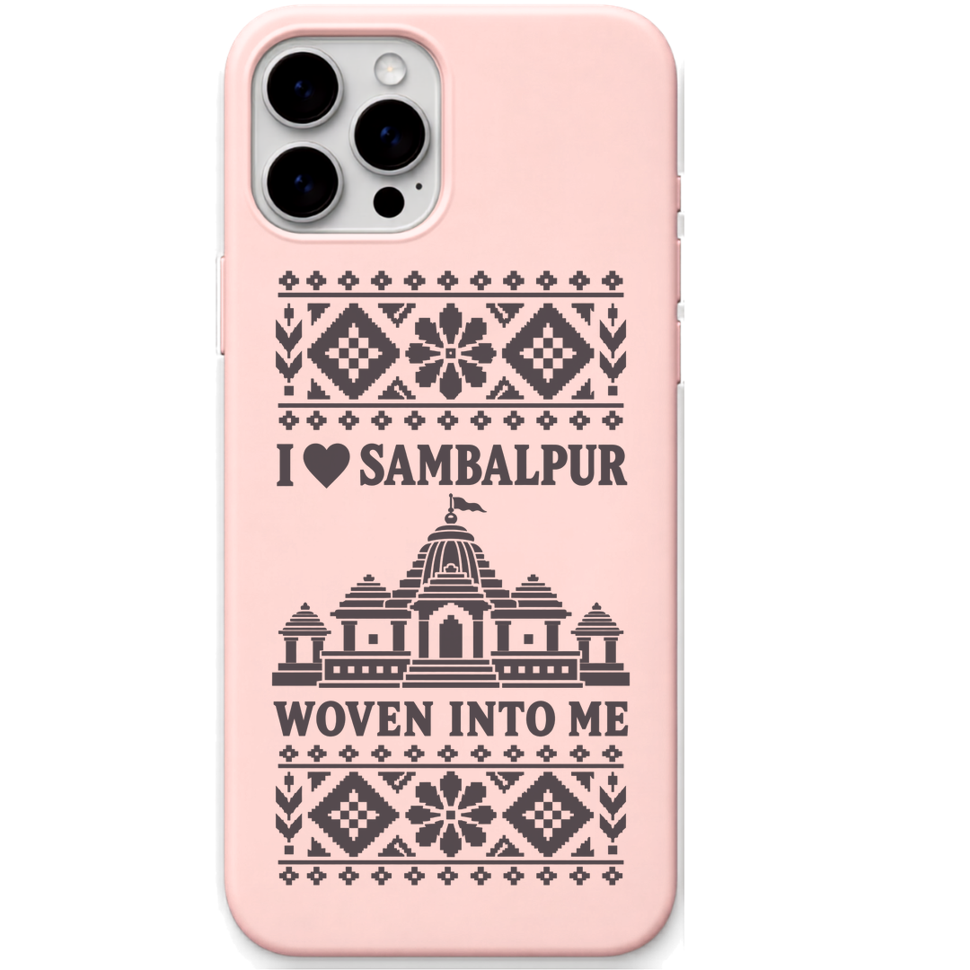 Sambalpur Woven Into Me engraved pastel silicone phone cover in Blush Pink