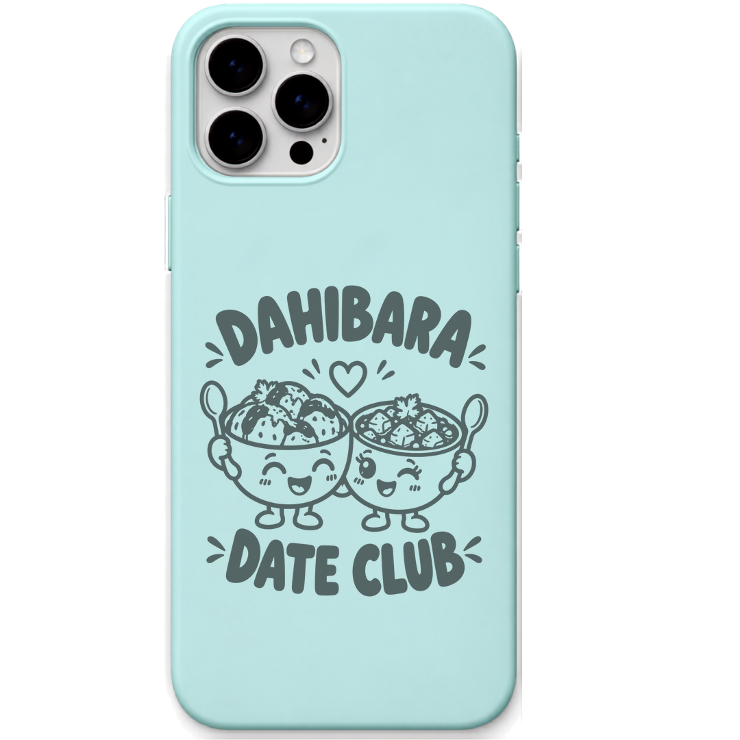 Dahibara Date Club engraved pastel silicone phone cover in Mint Green