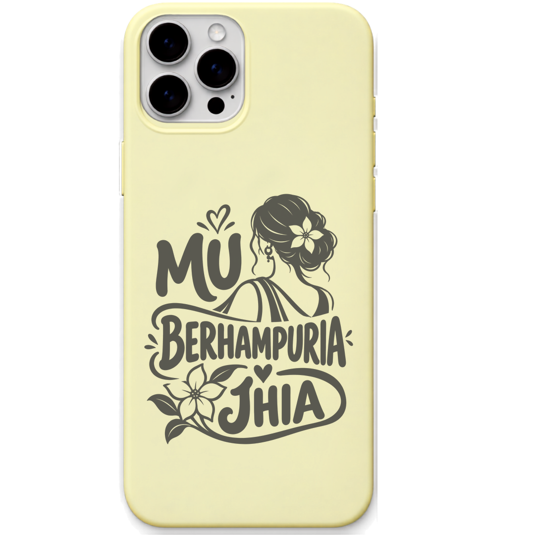 Mu Berhampuria Jhia engraved pastel silicone phone cover in Lemon Yellow
